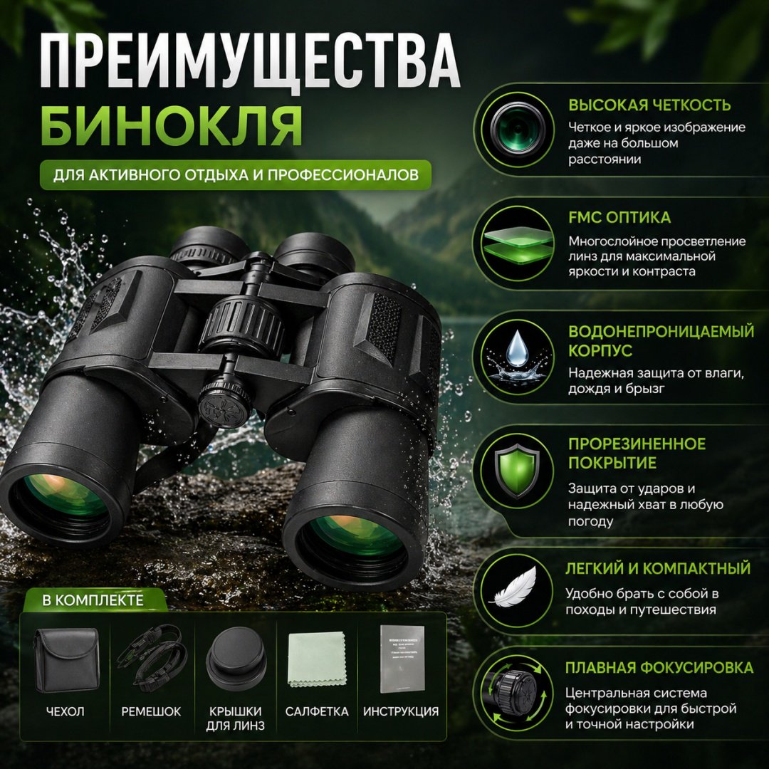 Бинокль БВЧ-20-50 20 50 мм черный купить,28000