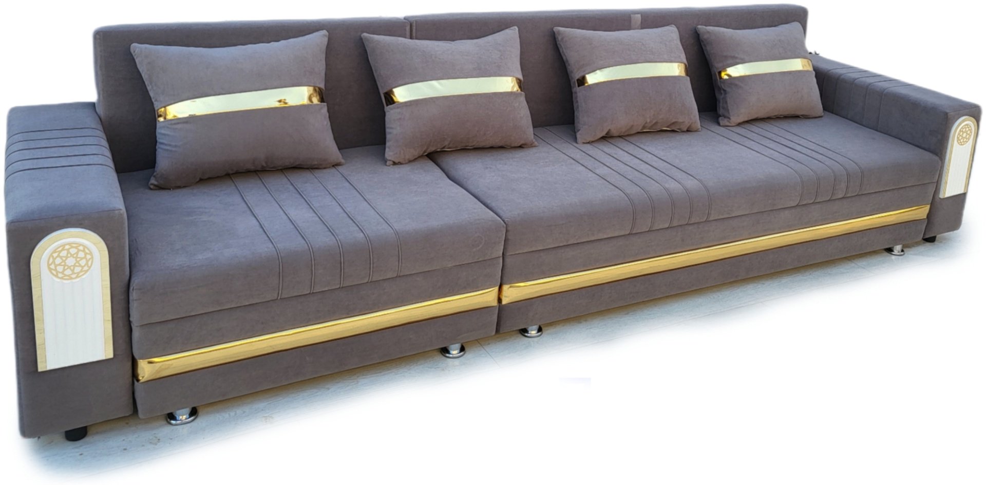Диван Atyrau Divan PIM, 300х70 см, обивка микровелюр, коричневый