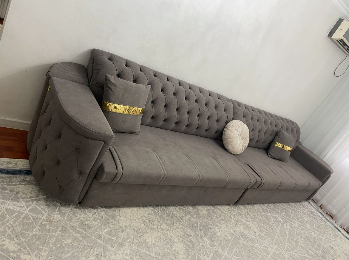 Диван ABYLAI MEBEL Честер, 400х80 см, обивка велюр, коричневый купить,470000