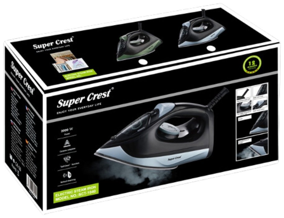 Утюг Super Crest SCT-1040 черный, синий купить,16000