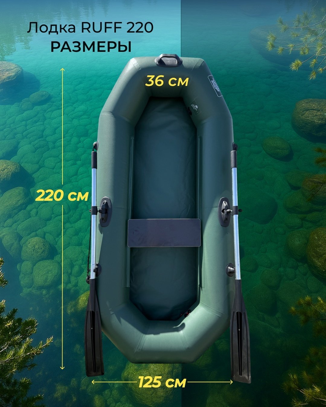 Надувная лодка RUFF ECO 220U ВС зеленый