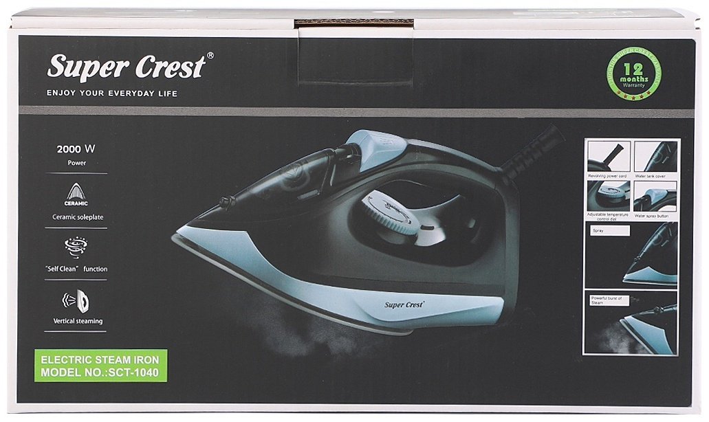 Утюг Super Crest SCT-1040 черный, синий купить,16000