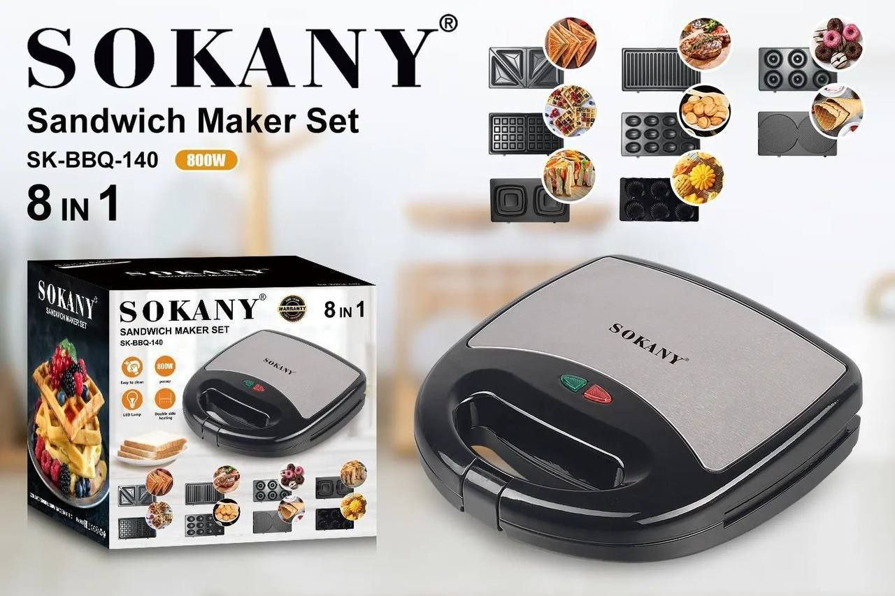 Вафельница SOKANY SK-BBQ-140 черный, серый купить,29990