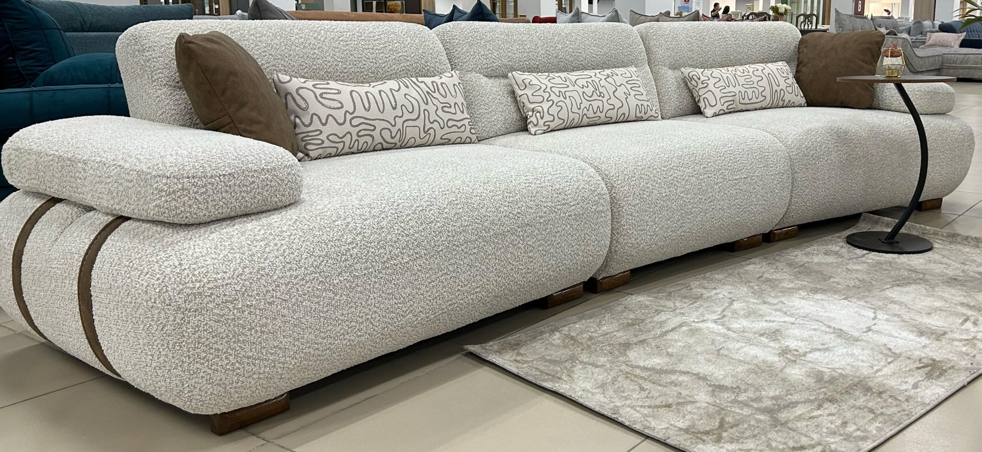 Диван TURAN HOME Lavida, 360х100 см, обивка букле, белый купить,470000