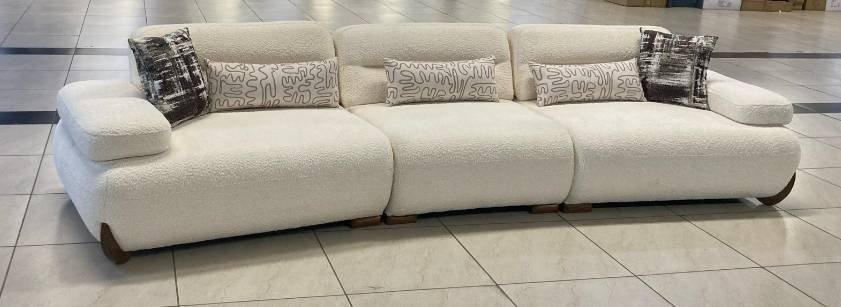 Диван TURAN HOME Lavida, 360х100 см, обивка букле, кремовый