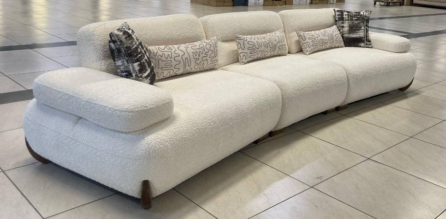 Диван TURAN HOME Lavida, 360х100 см, обивка букле, кремовый