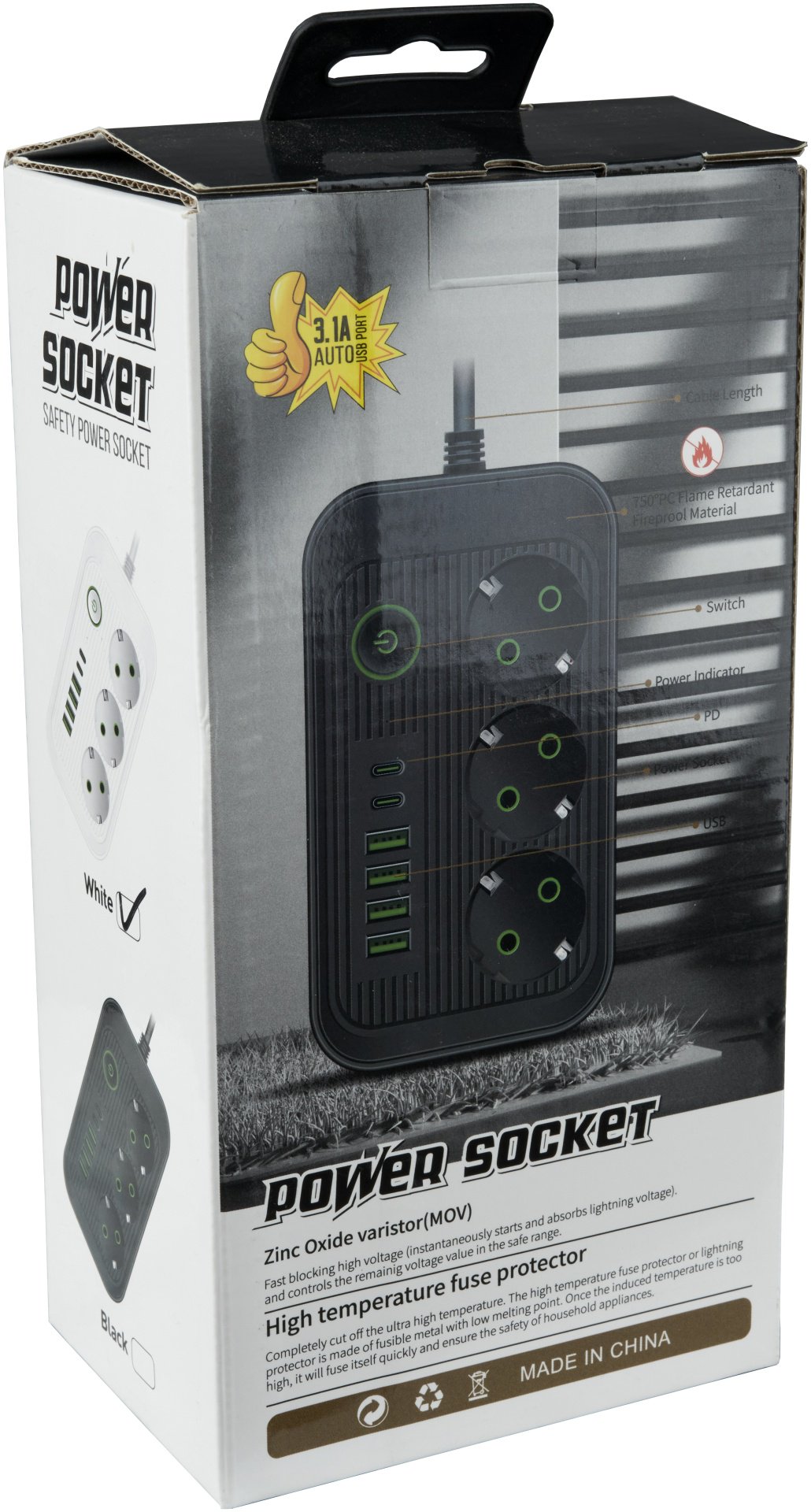 Удлинитель MS Comfort F016U, 2 м, с выходами USB (4шт) и Type-C (2шт)