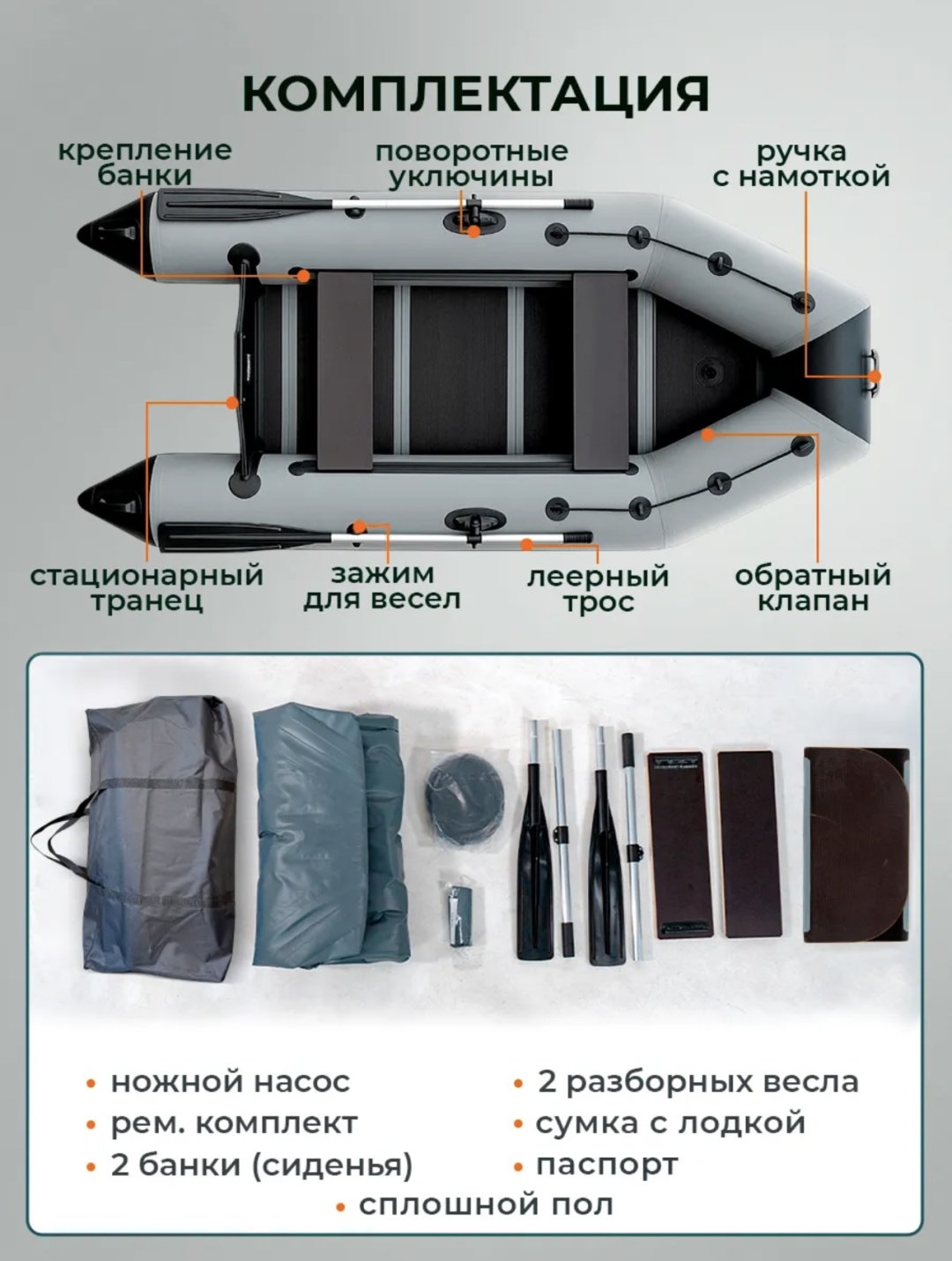 Надувная лодка RUFF PRO 2800СКК серый купить,390000