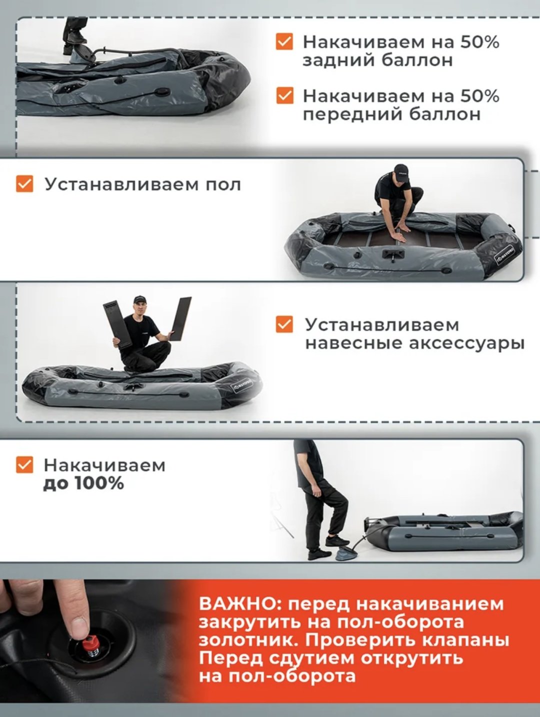 Надувная лодка RUFF PRO 2800СКК серый купить,390000