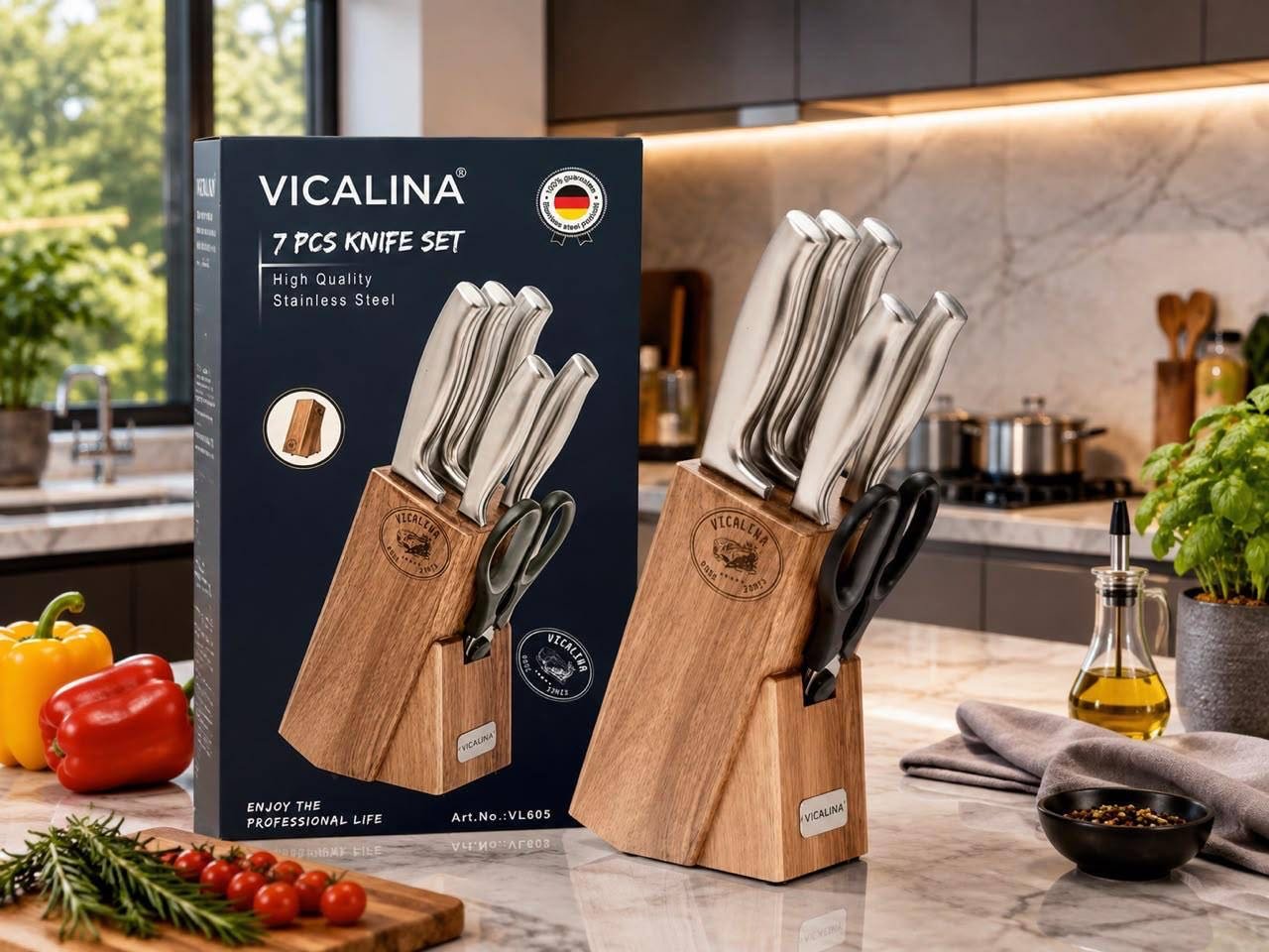 Набор ножей Vicalina VL-605, лезвие: нержавеющая сталь 7 шт