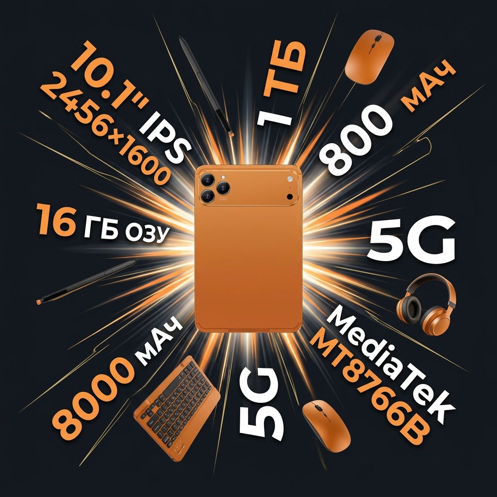 Планшет OZCT Pro 17 Max 10.1 дюйм 16 Гб/1024 Гб оранжевый купить,65000