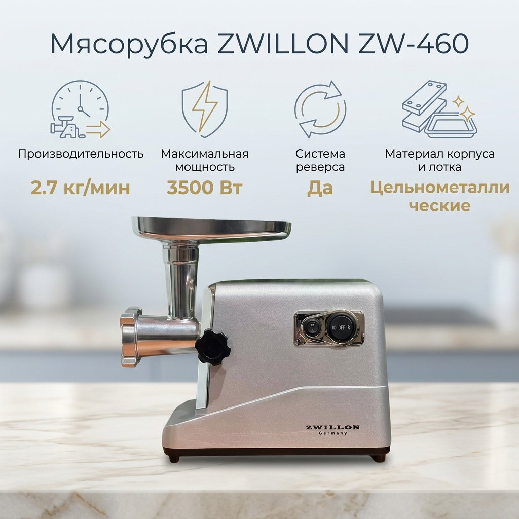 Мясорубка ZWILLON ZW-460 серебристый купить,39800