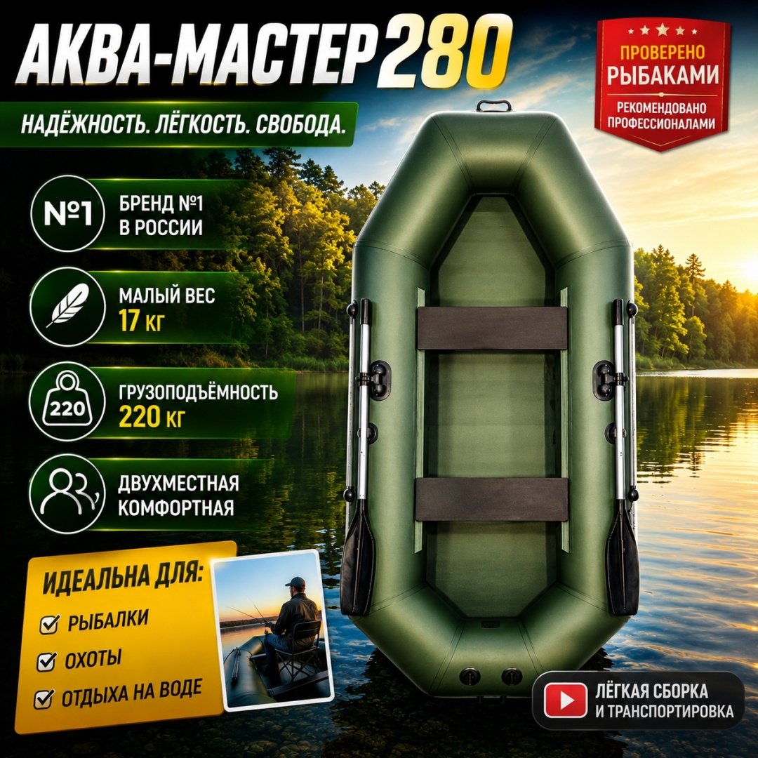 Надувная лодка Аква Мастер 280 зеленый - ForteMarket Надувная лодка Аква Мастер 280 зеленый купить,NaN