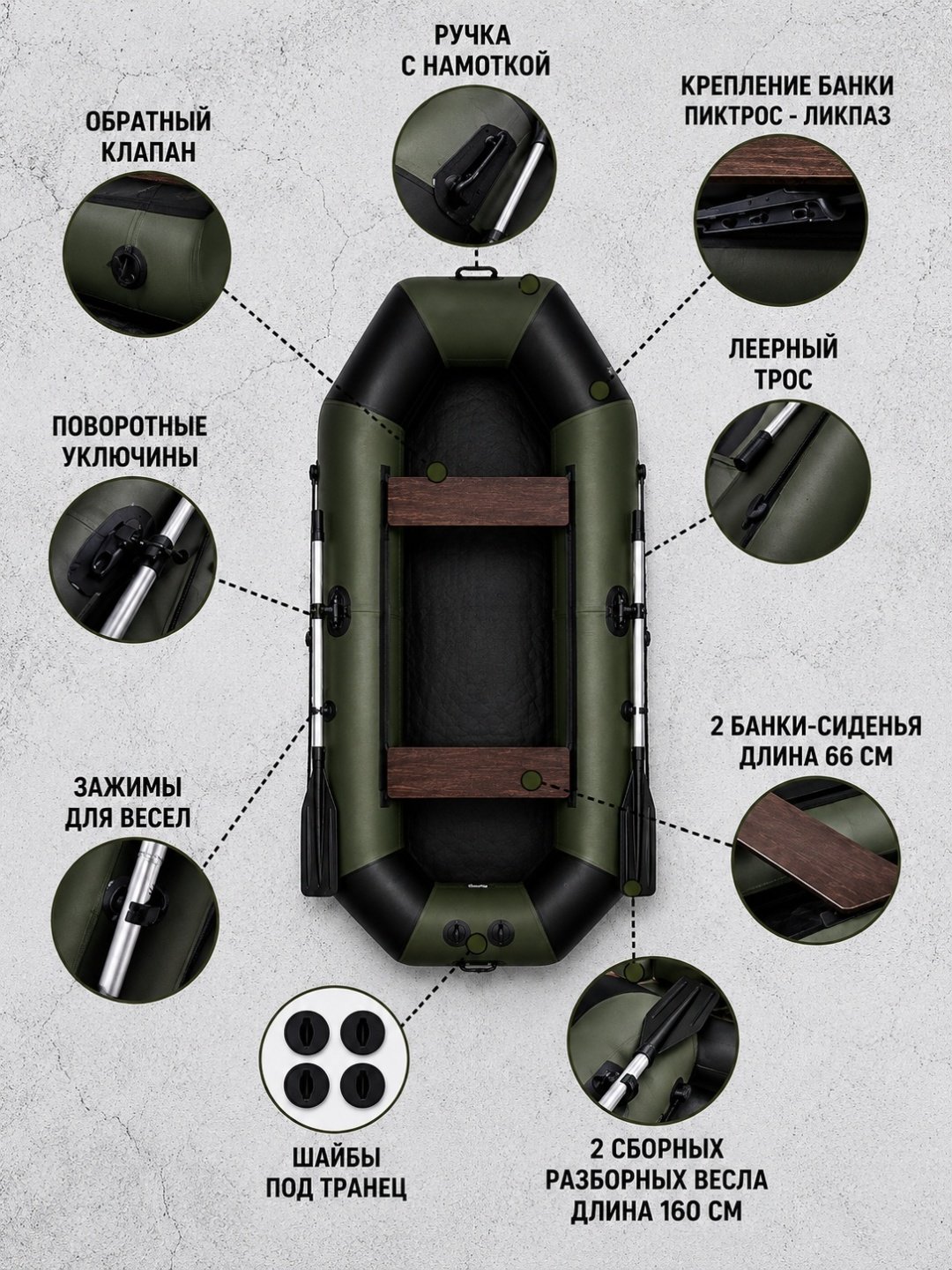 Надувная лодка RUFF PRO 280 зелёно-черный