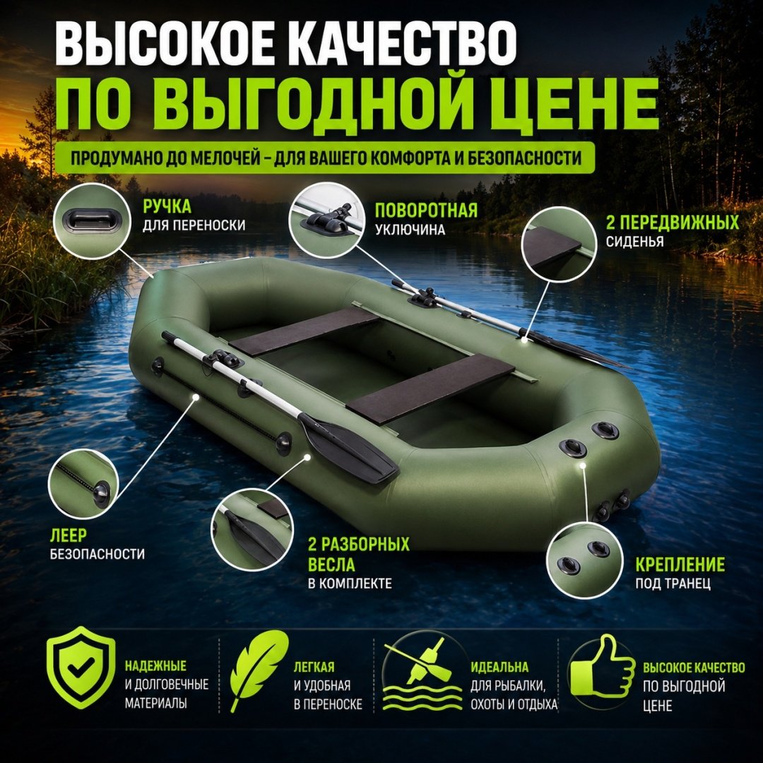 Надувная лодка Аква Мастер 280 зеленый - ForteMarket Надувная лодка Аква Мастер 280 зеленый купить,NaN