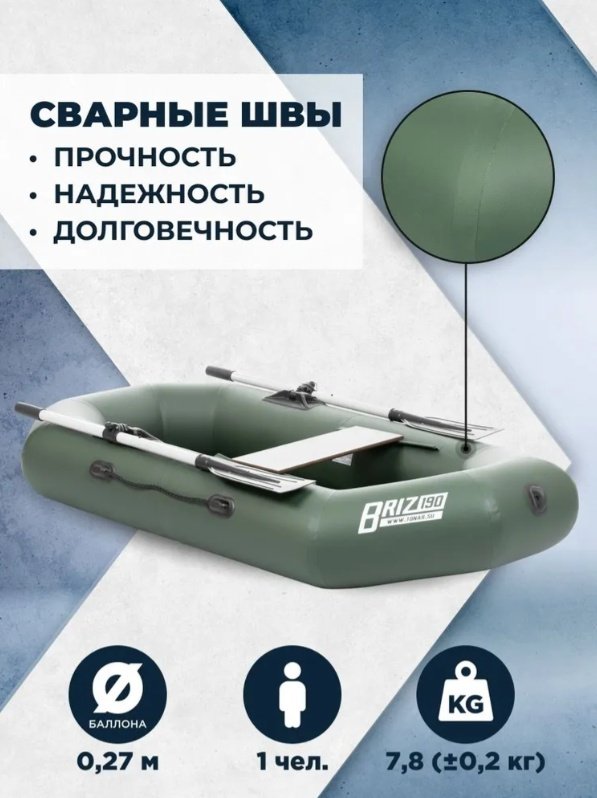 Надувная лодка ТОНАР Бриз 190 зеленый