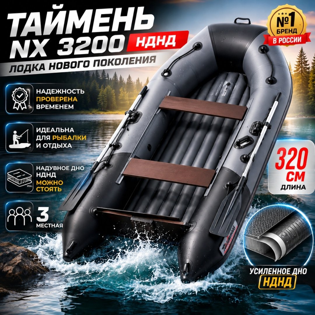 Надувная лодка Таймень NX 3200 НДНД черный