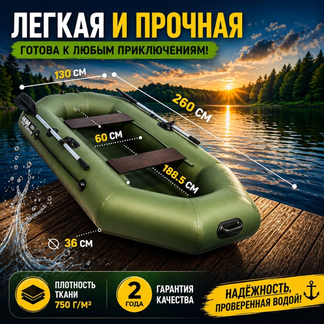 Надувная лодка Аква Мастер 260 зеленый