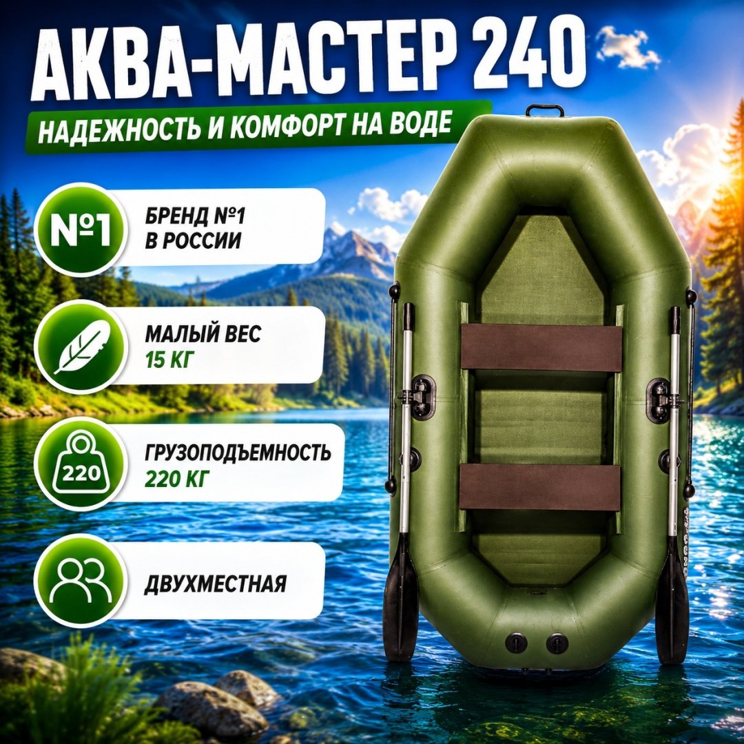 Надувная лодка Аква Мастер 240 зеленый купить,180000