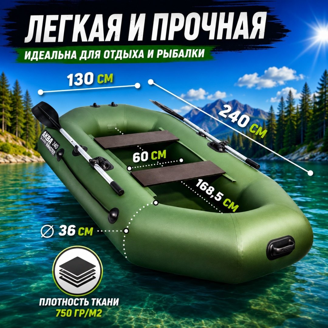 Надувная лодка Аква Мастер 240 зеленый купить,180000