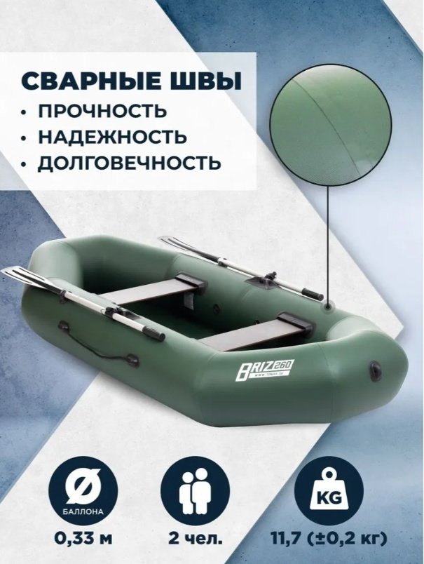 Надувная лодка ТОНАР Бриз 260 зеленый