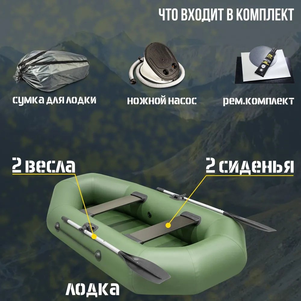 Надувная лодка Калибро 240 зеленый - ForteMarket Надувная лодка Калибро 240 зеленый купить,180000