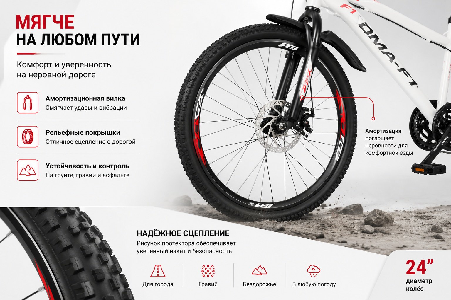 Велосипед AIRO BIKE DMA-F1 2025 21 дюйм белый купить,78000