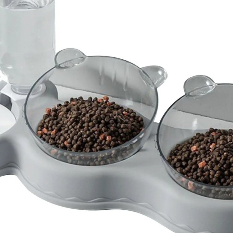 Двойная миска PANDA DT271 300 мл серый