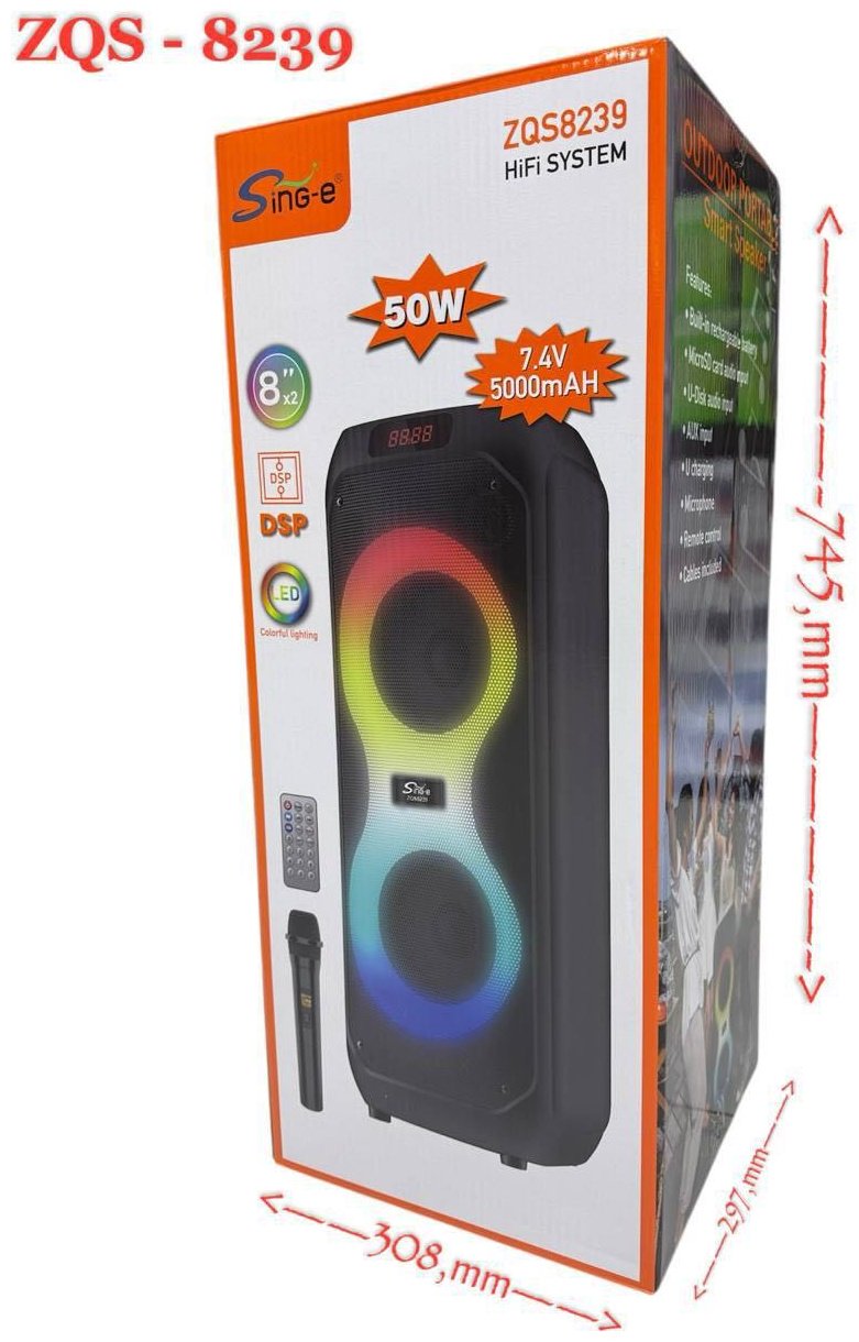 Портативная колонка SinG-e ZQS-8239 черный купить,NaN