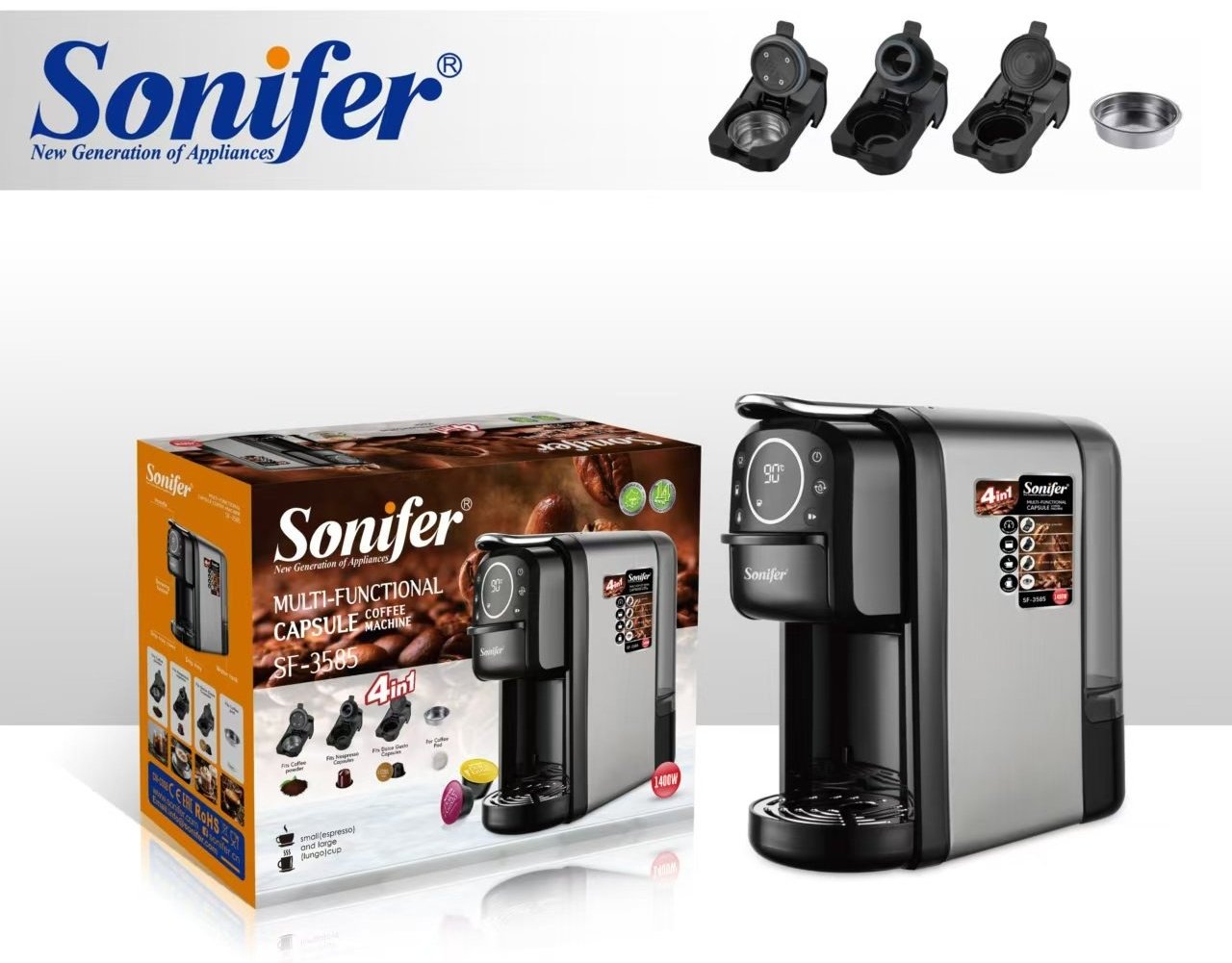 Кофемашина Sonifer SF-3585 черный, серый