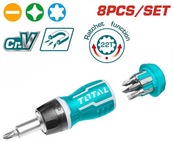Total отвертка с насадками TACSDS1726 набор из 8 купить,3500