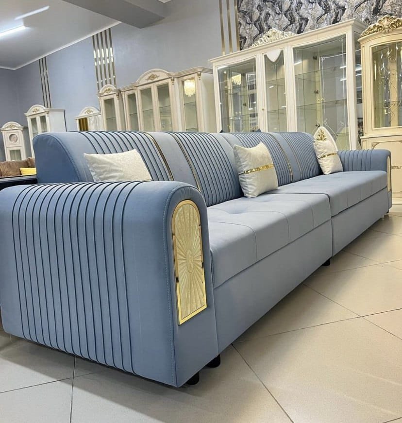 Диван прямой РИМ , 400х80 см, обивка велюр, голубой купить,320000
