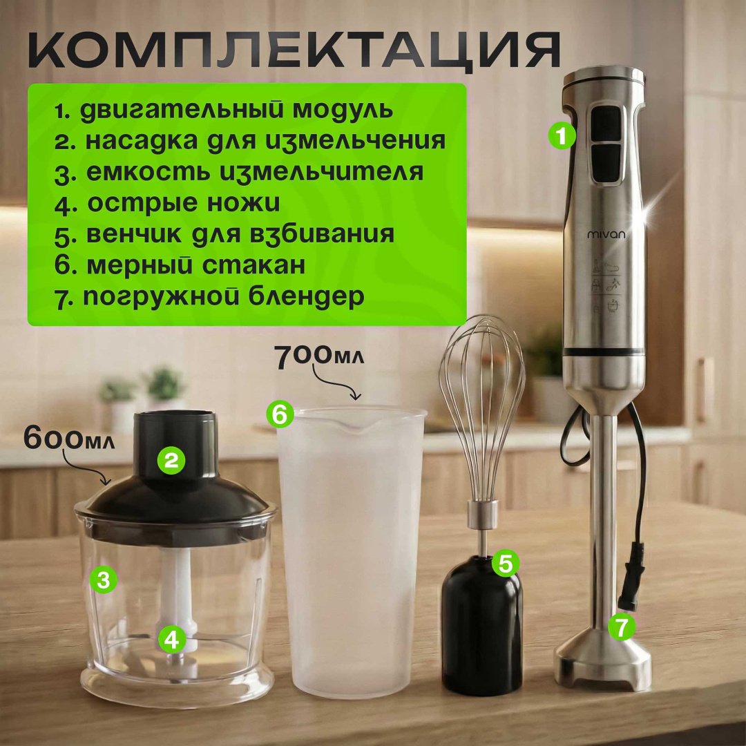 Блендер погружной MIVAN MI-BL 305 серебристый купить,29000