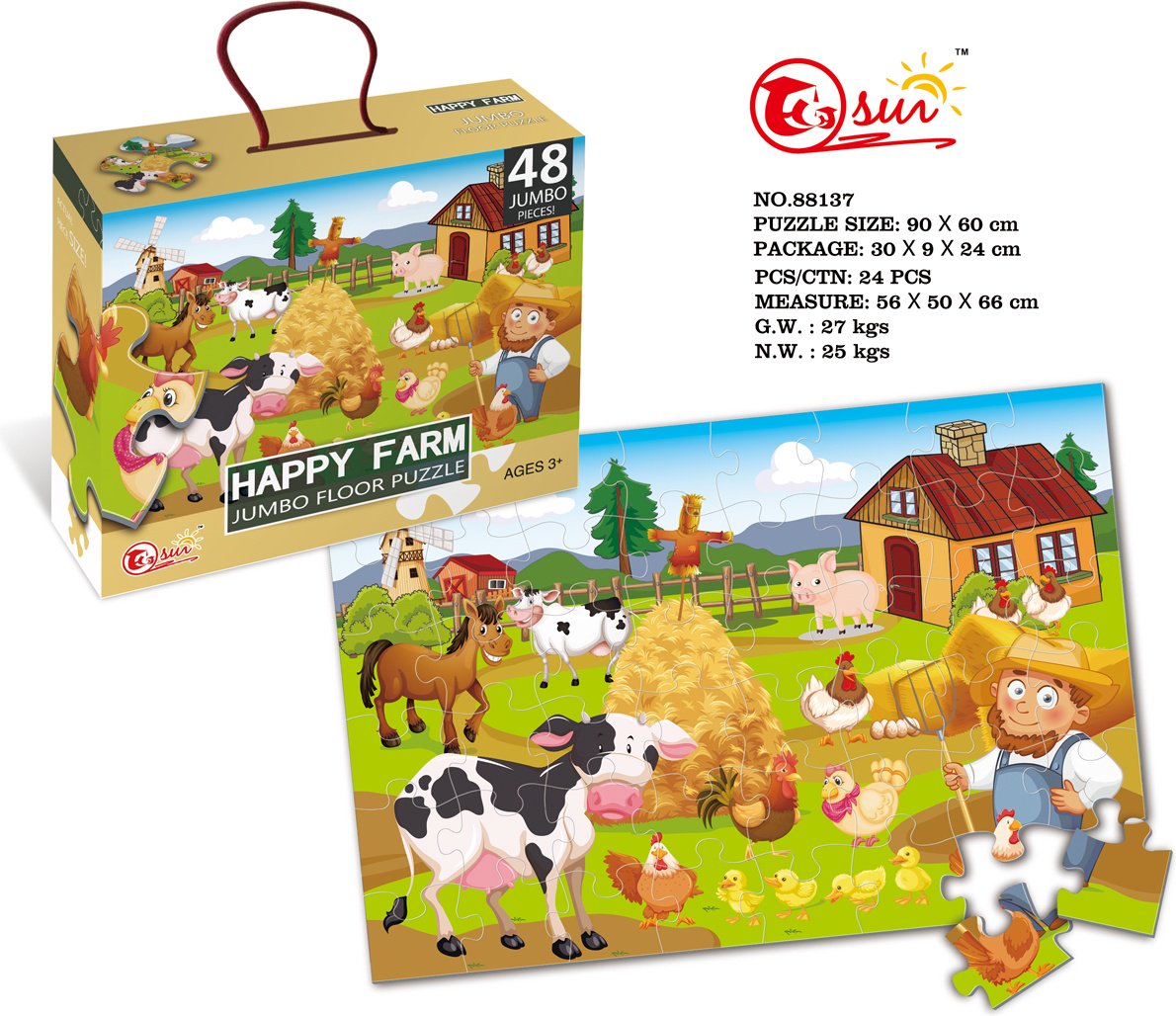 Happy Farm Jumbo Floor Puzzle классический 48 деталей
