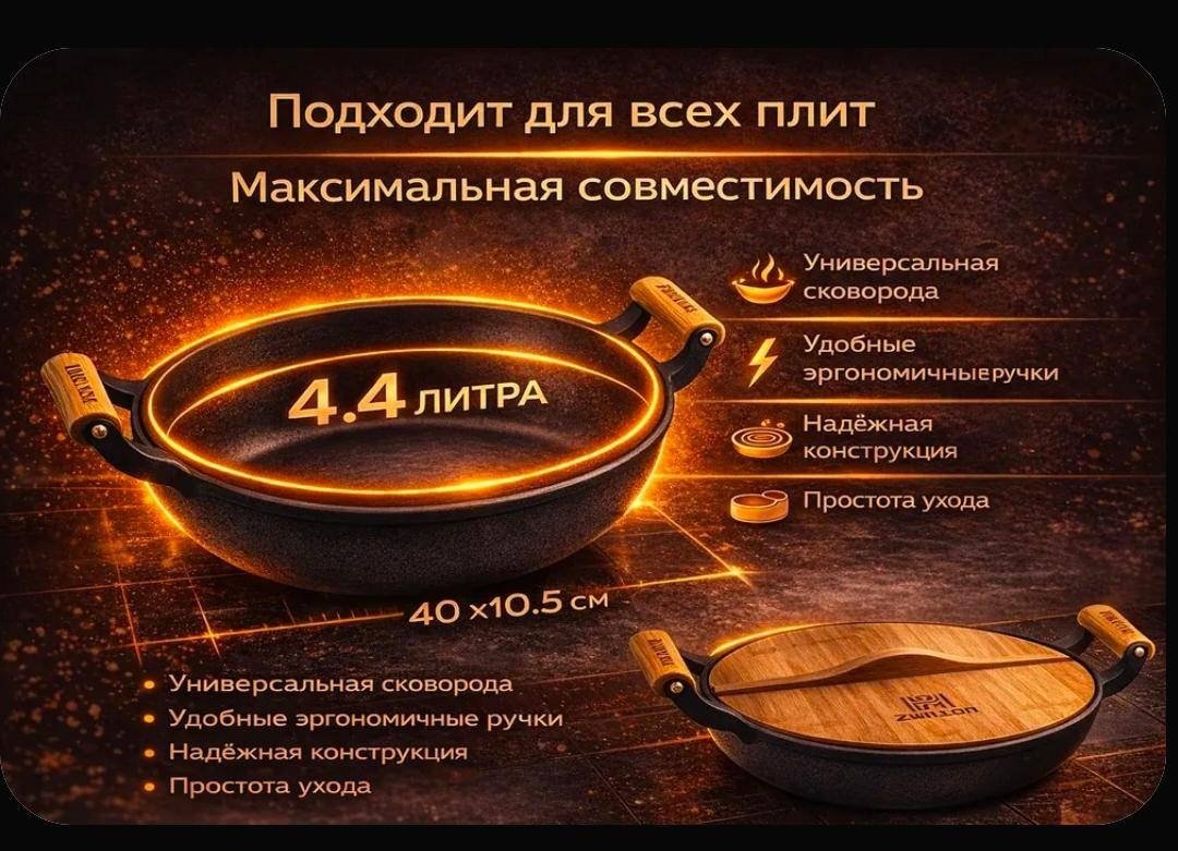 Вок ZWILLON 40 см с антипригарным покрытием, чугун купить,15000