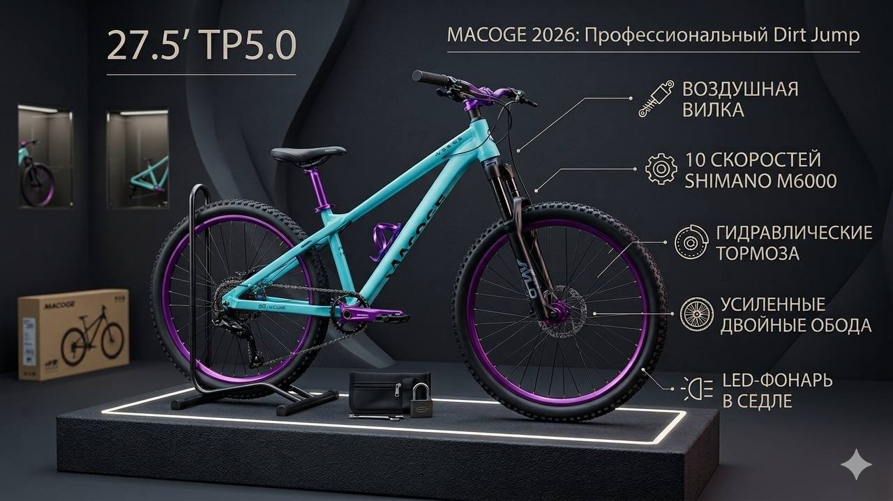 Велосипед Новая модель MACOGE DIRT BIKE TP5.0 (27.5') 2026г. 2026 16 дюймов бирюзовый купить,NaN
