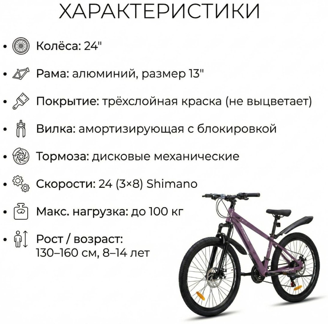 Велосипед Tomax 24 alm 2026 13 дюймов фиолетовый купить,84000