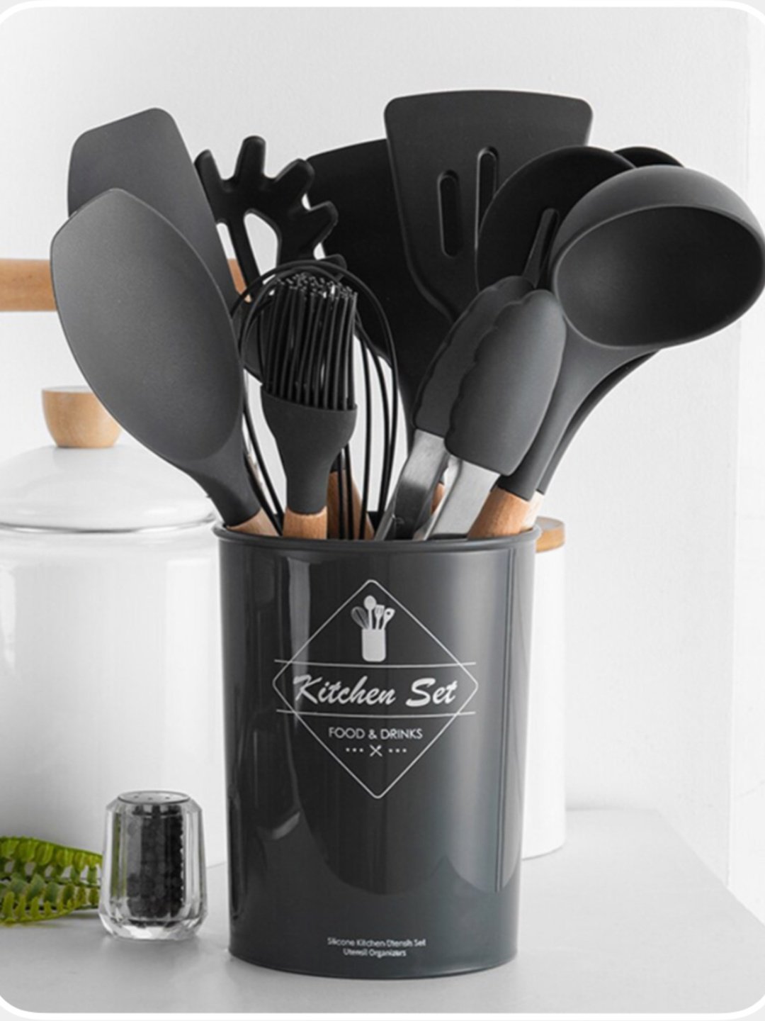 Набор кухонных инструментов Kitchen дерево, силикон, 12 шт