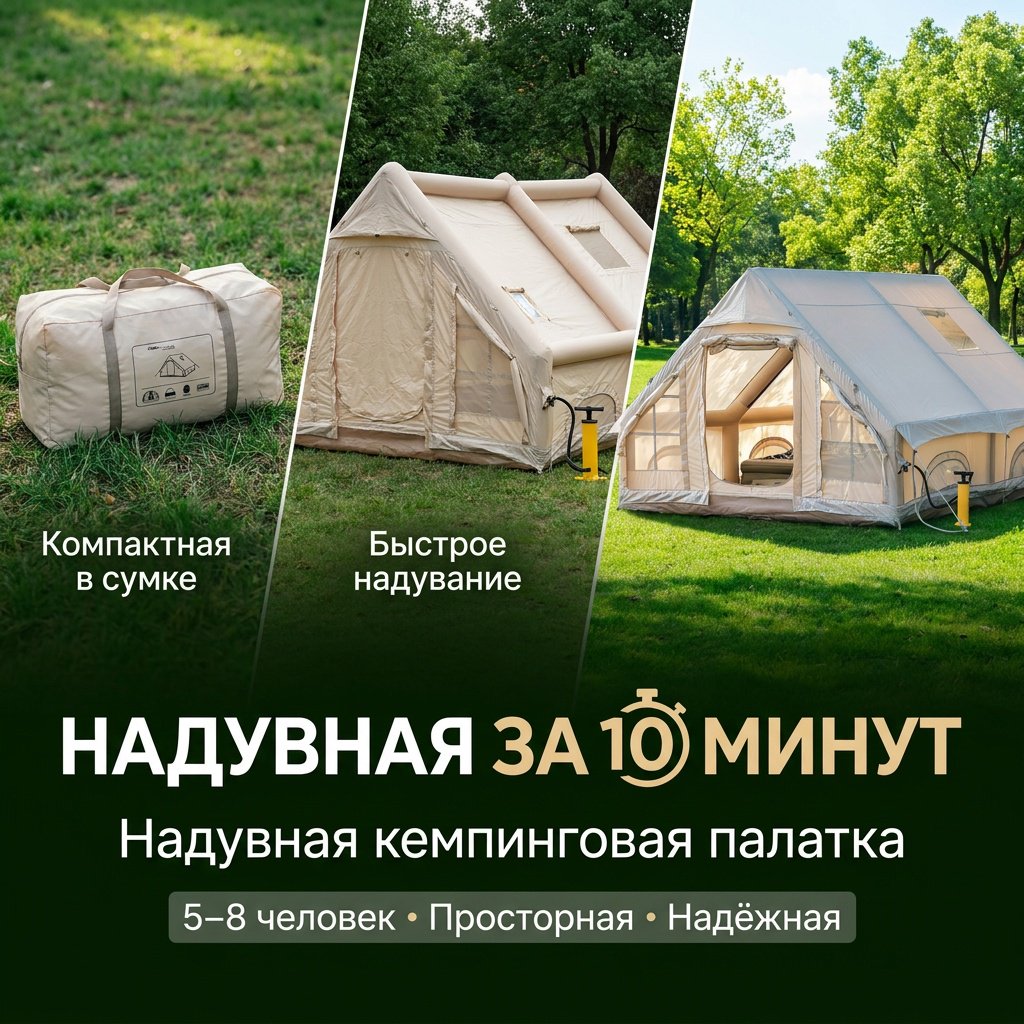 Надувная палатка TerraFox TF-Camping кемпинговая количество мест: 10 бежевый купить,NaN