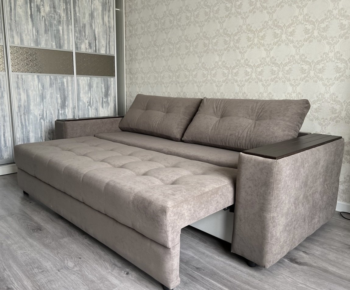 Диван прямой ALEM MEBEL Рим, 210х140 см, обивка микровелюр, коричневый купить,110000