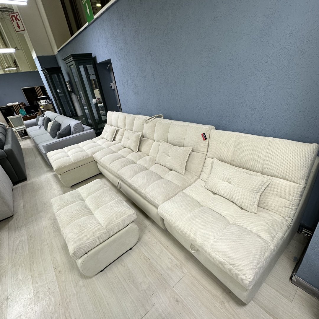 Диван модульный Prestige Пума, 370х170 см, обивка велюр, белый купить,640000