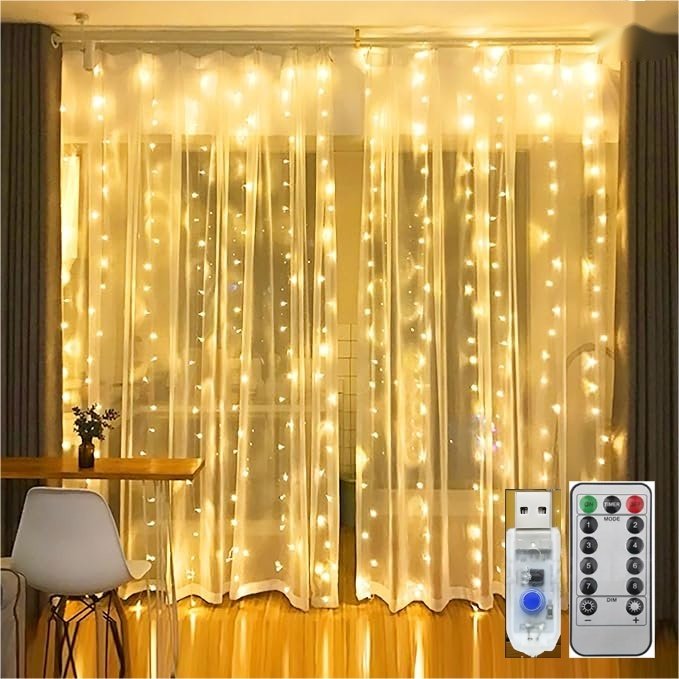 Электрогирлянда Водопад, штора Led Light цвет свечения теплый белый 3 м купить,4100