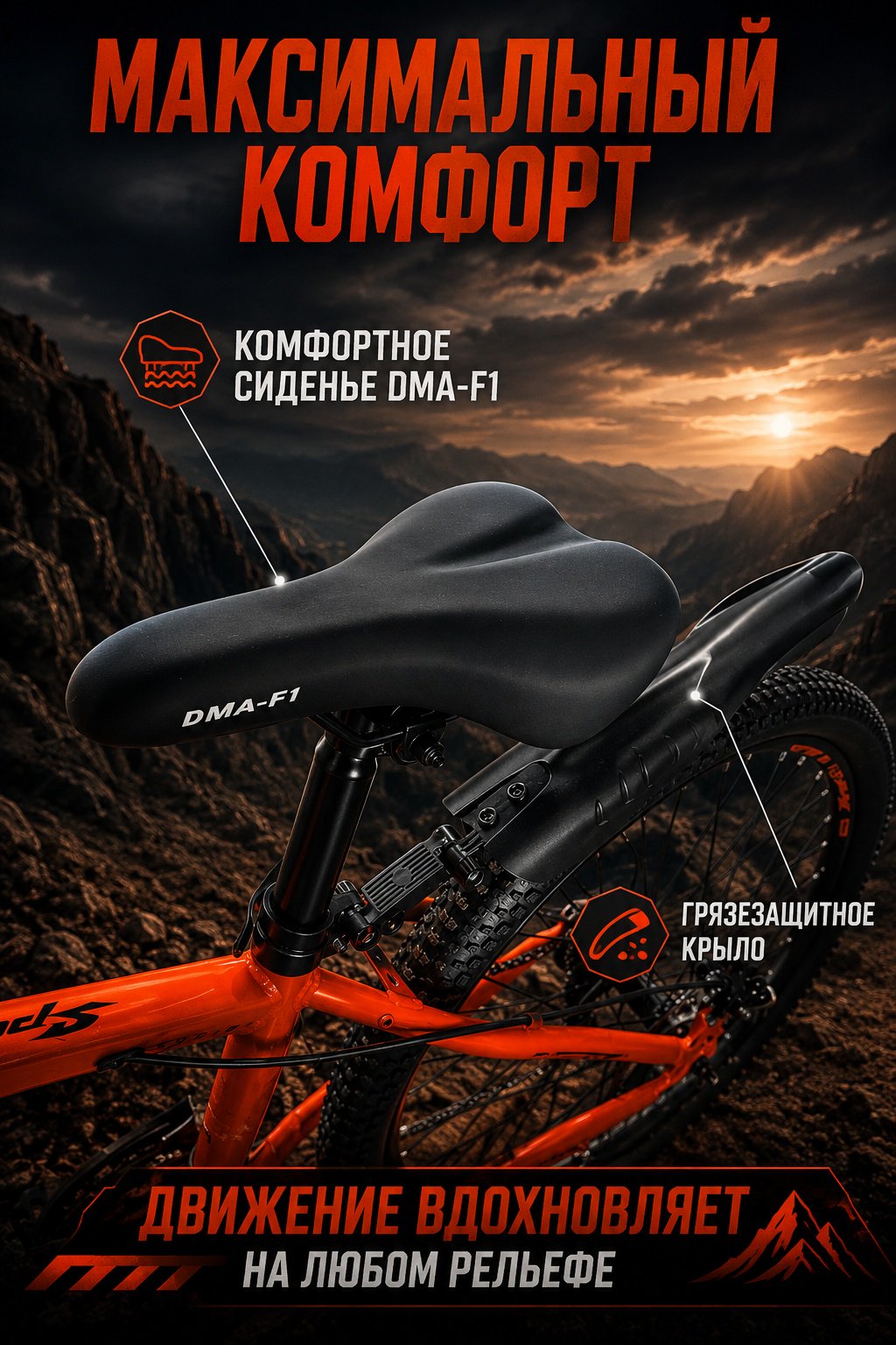Велосипед AIRO BIKE DMA-F1 24 2025 21 дюйм оранжевый