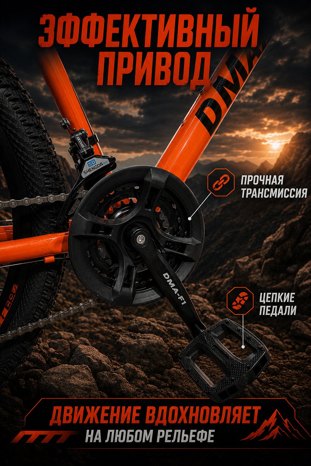 Велосипед AIRO BIKE DMA-F1 24 2025 21 дюйм оранжевый