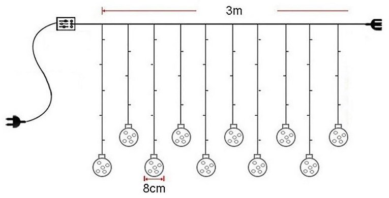 Электрогирлянда Шарики, водопад, штора Led Light цвет свечения мультиколор 3 м