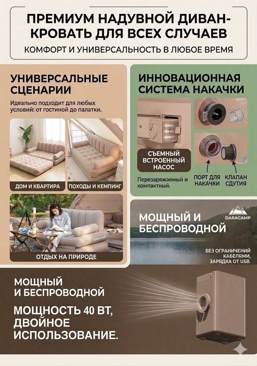 Диван DARA Div65, 188x152x85 см, насос встроенный купить,65000