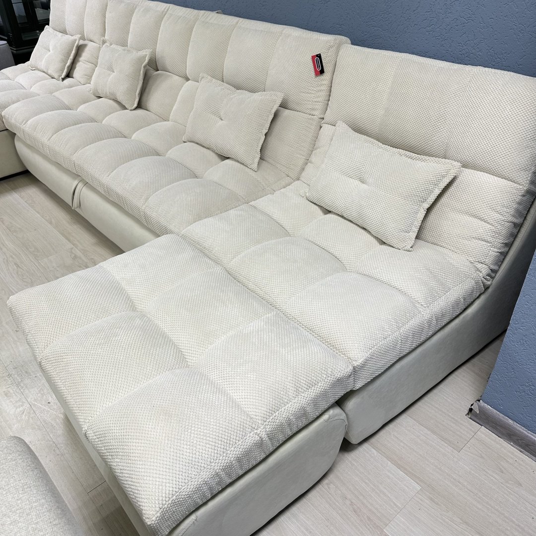 Диван модульный Prestige Пума, 370х170 см, обивка велюр, белый купить,640000