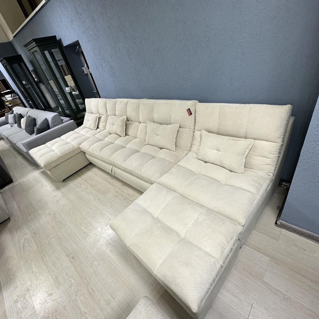 Диван модульный Prestige Пума, 370х170 см, обивка велюр, белый купить,640000