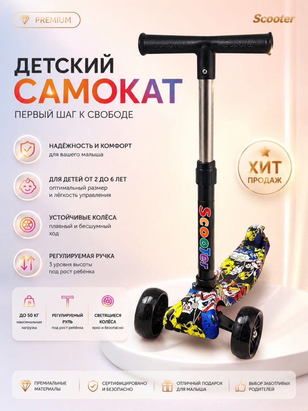 Самокат angels shop 315 samokat yellow желтый купить,NaN