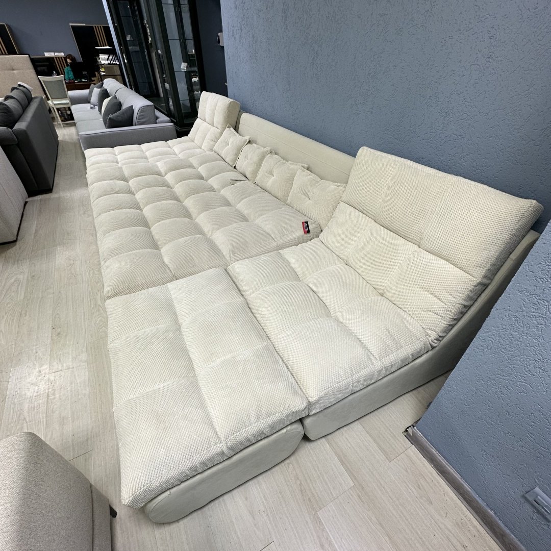Диван модульный Prestige Пума, 370х170 см, обивка велюр, белый купить,640000